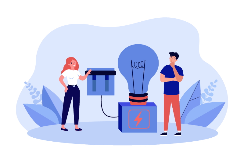 Woman_pushing_toggle_switch,_lighting_bright_light_bulb
